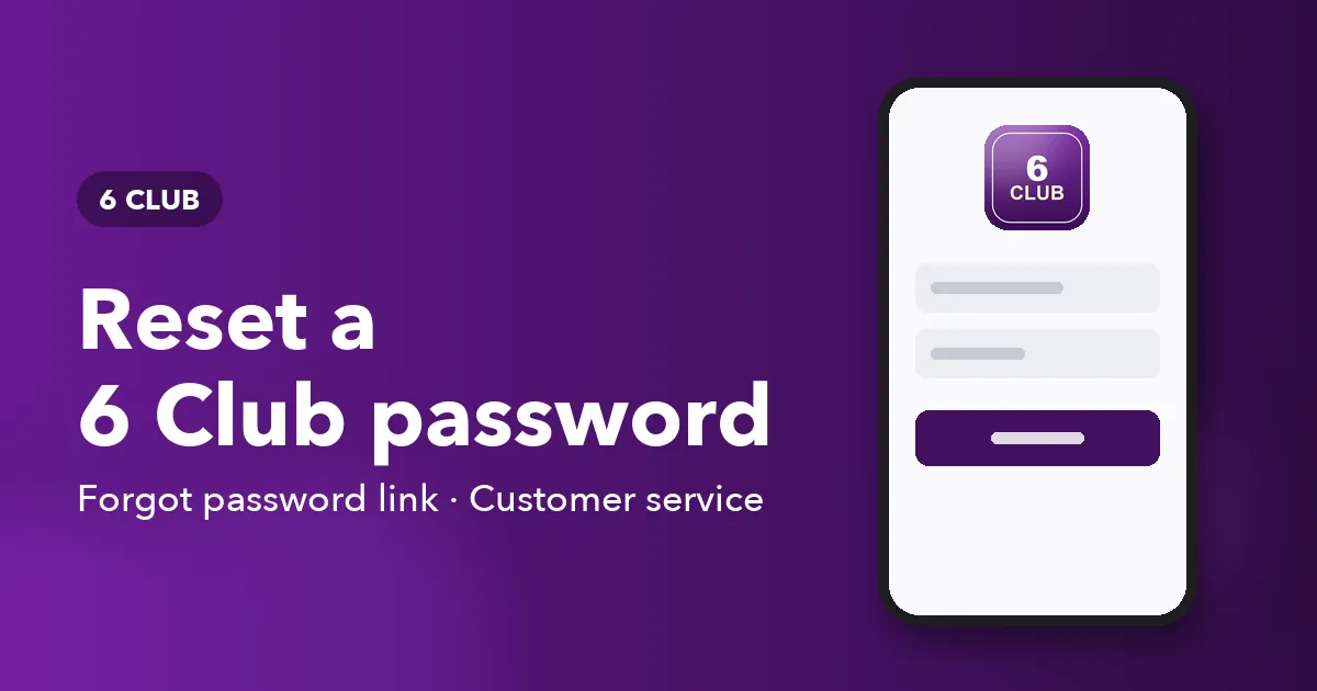 Banner about recovering a 6 Club password on a phone